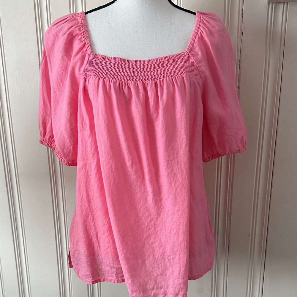 Talbots Pink Linen Top Size XLP Like New